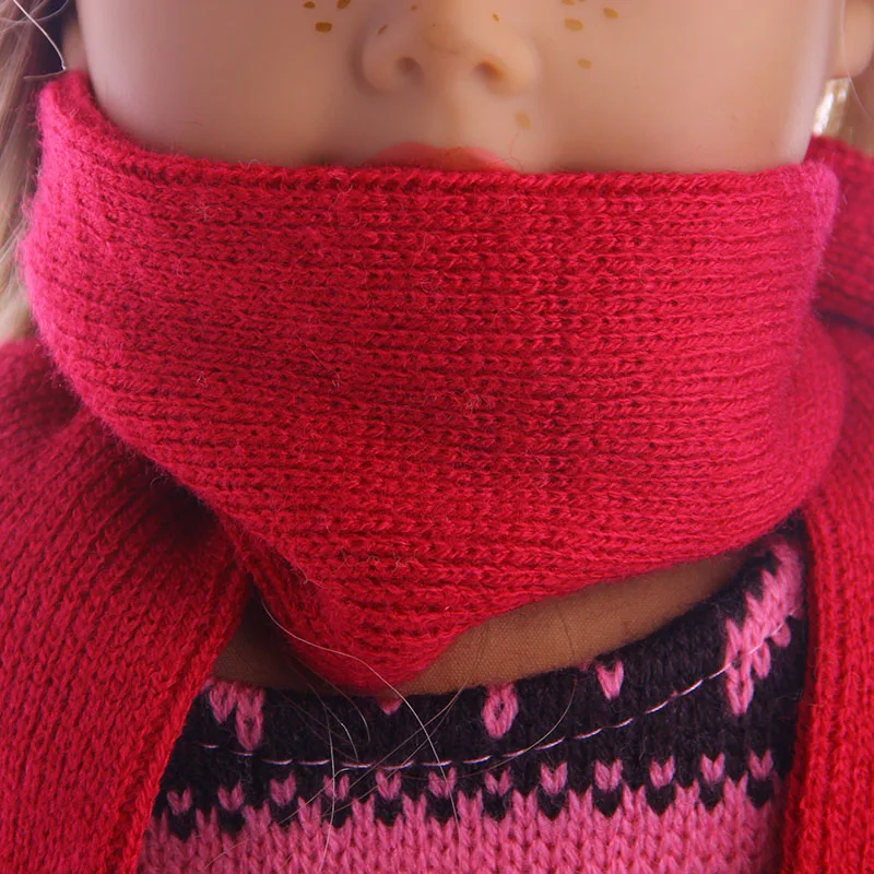 Красная и розовая шапка шарф из двух частей Модная вязаная вручную американская