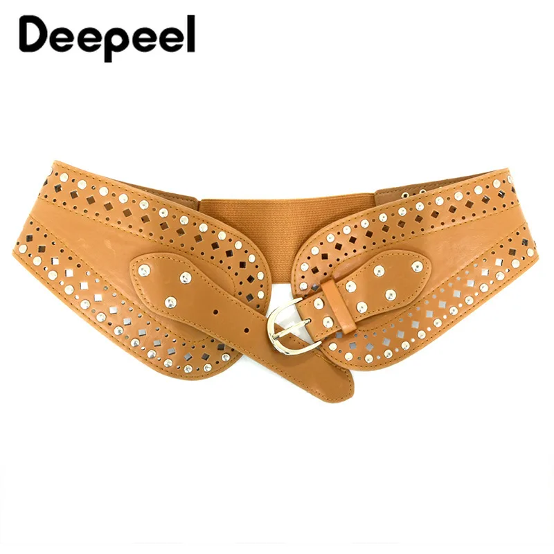 

New Deepeel 1pc 70-90cm Ladies Retro Hollow Waistband Cummerbunds Fashion Pin Buckle Wide Female Decorative Corset Belt CB785