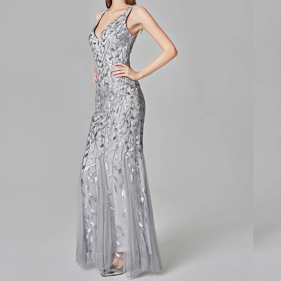 Вечернее платье с блестками и вышивкой вечерние платья 2019 сексуальные