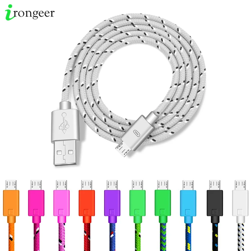 1m/2m/3m Nylon Braided Micro USB Cable Data Sync USB Charger Cable For Samsung Huawei Xiaomi HTC Android Phone USB Micro Cables