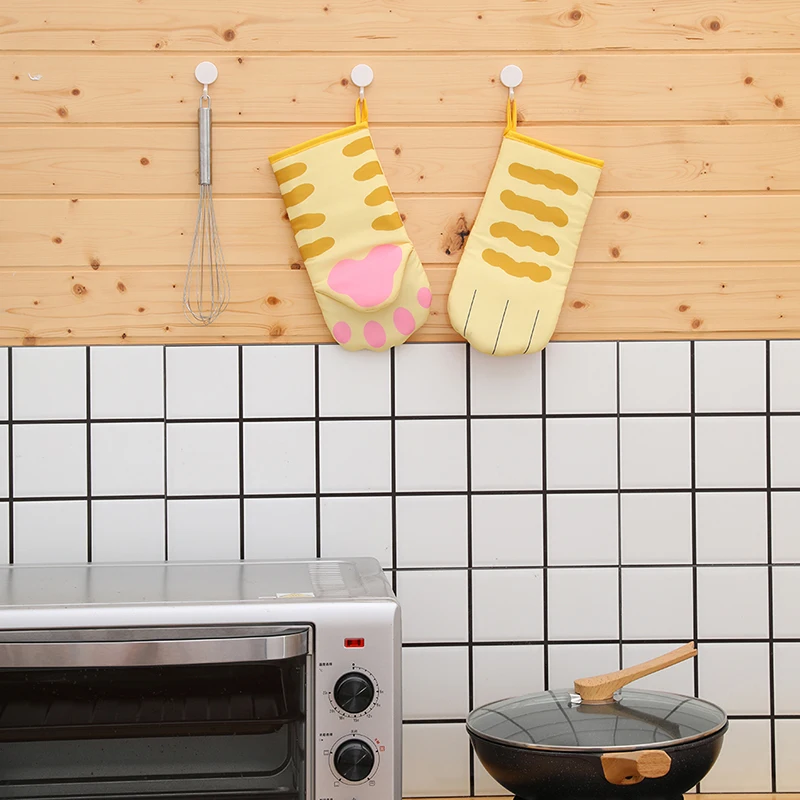 

Polyester Gloves Oven Mitts Kitchen Insulation Gloves Oven Baking Gloves High Temperature anti-scalding Microwave Oven Gloves