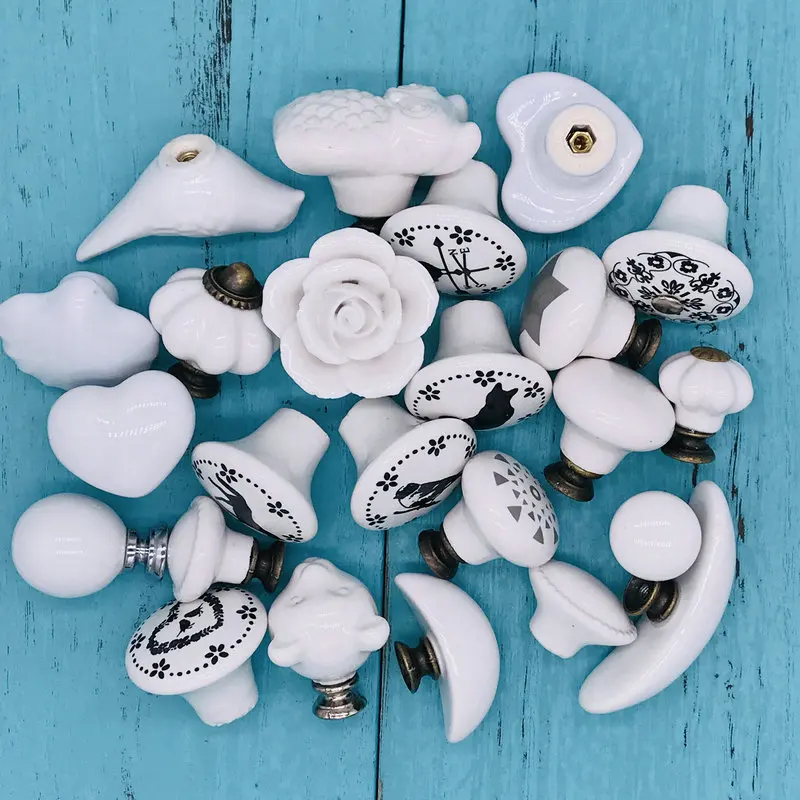 1x Белый Керамика рисунком из мультфильма с цветочным узором выглядят ручки и