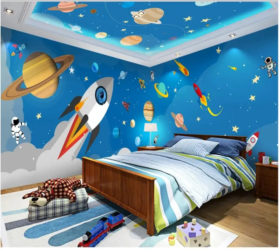 

3d обои, фото на заказ, реактивный мультфильм, ручная роспись, голубое пространство, фотообои 3d на стену, обои для стен 3 d