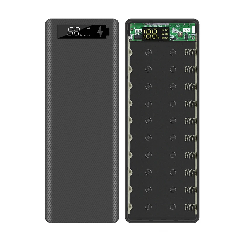 10*18650 Мощность банк чехол Dual USB светодиодный Дисплей Батарея ящик для хранения