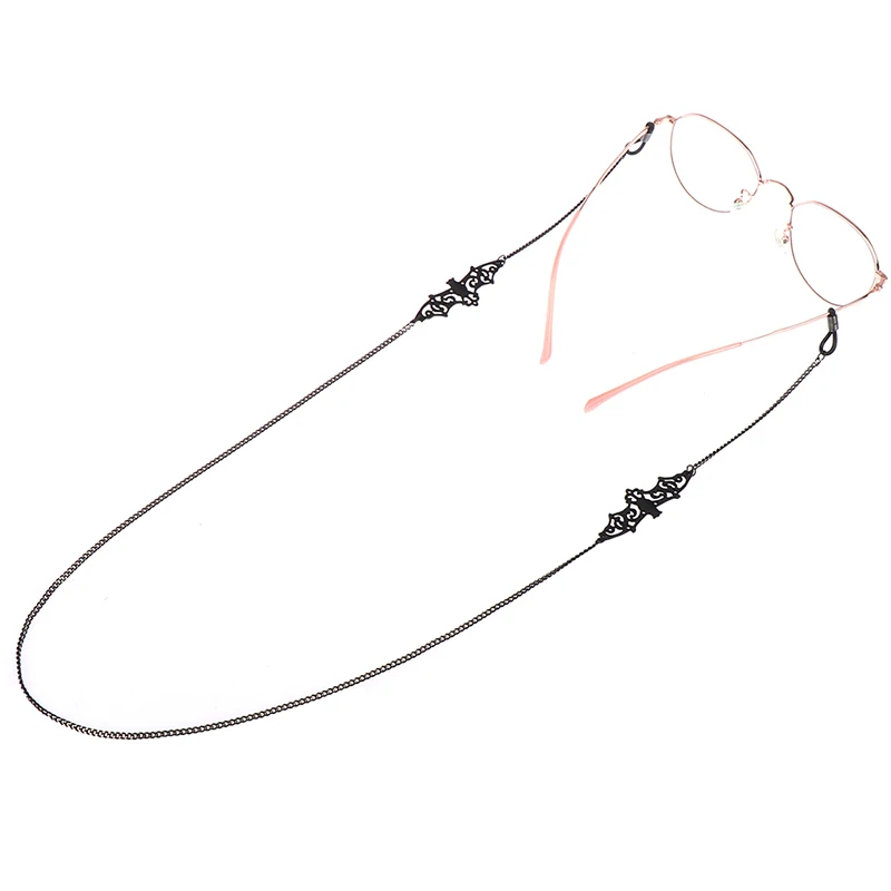 

1PCS Crown Pendant Metal Reading Glasses Chain Women Black Fashion Bat Glass Beaded Sunglass Eyeglass Chain Eyewear Cord Lanyard