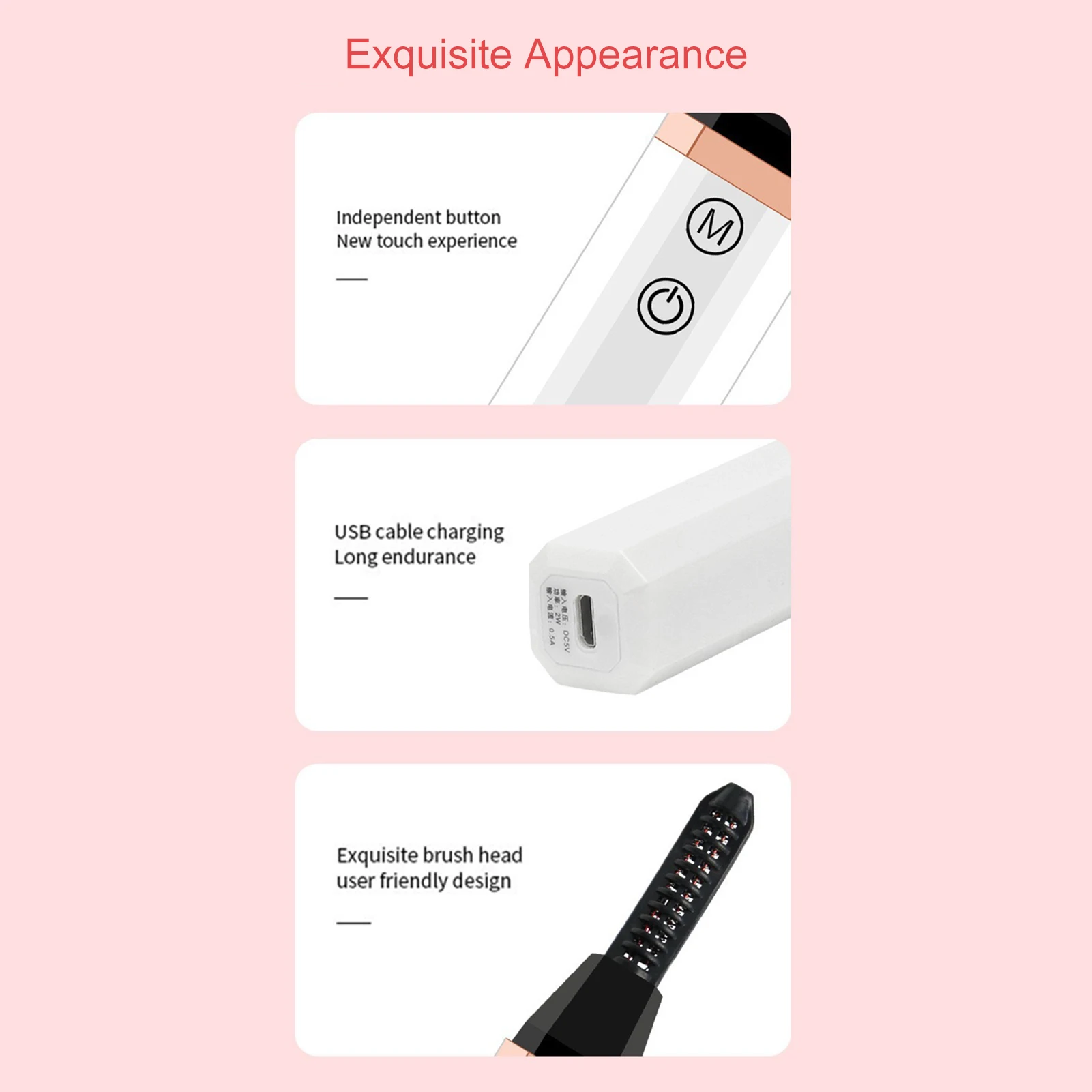 

Electric Eyelash Curler Rechargeable Heated Eye Lash Curler Portable Lightweight Long Lasting Eyelashes Curl Tool
