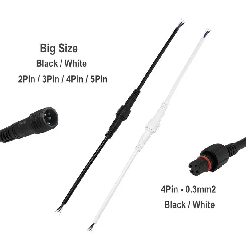 2pin/3pin/4pin/5pin водонепроницаемый соединительный кабель Мужской и Женский