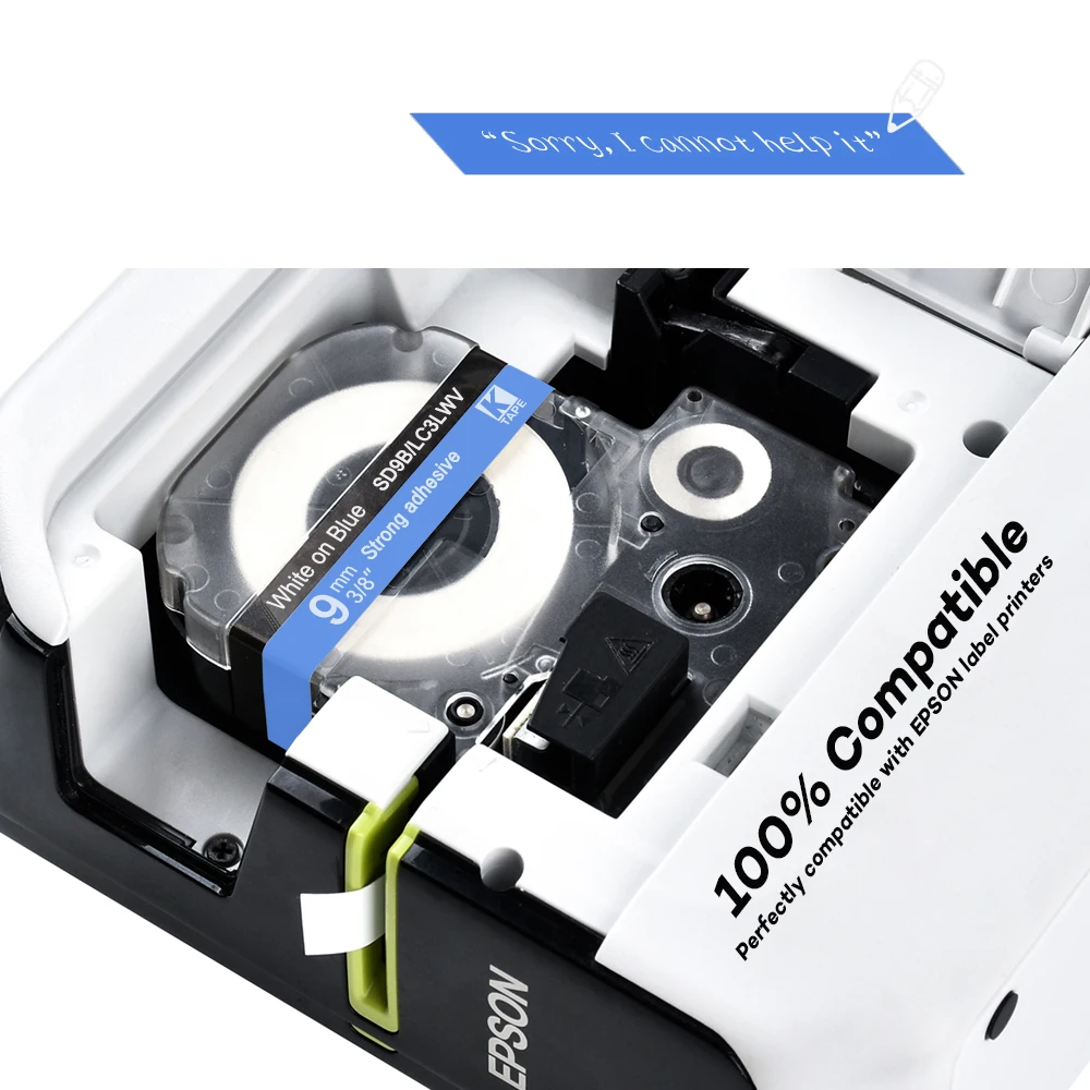 Лента для этикеток Epson 9 мм белая на синем SD9B LC3LWV лента печатной машинки KingJim