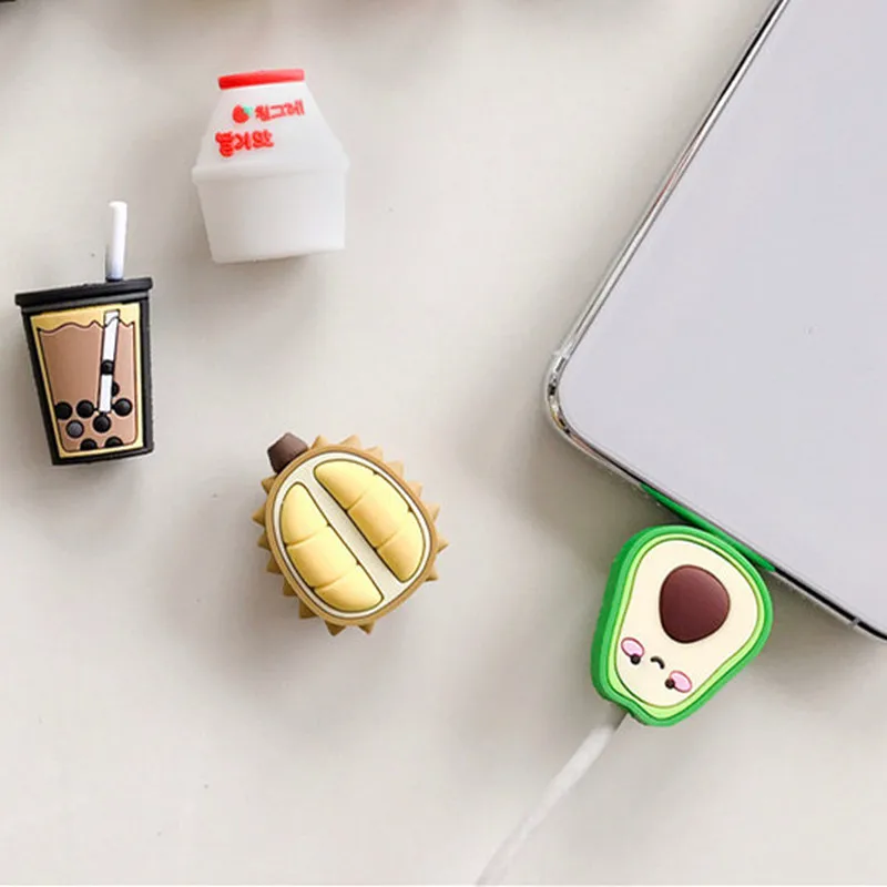 Милый мультяшный защитный кабель авокадо Durian Cola для передачи данных чехол