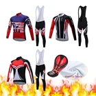 Мужская Зимняя Теплая Флисовая велосипедная одежда, комплект брюк с нагрудником 2022, китайская команда, комплекты одежды для велоспорта, униформа для горного велосипеда, Мужская велосипедная Джерси Mallot