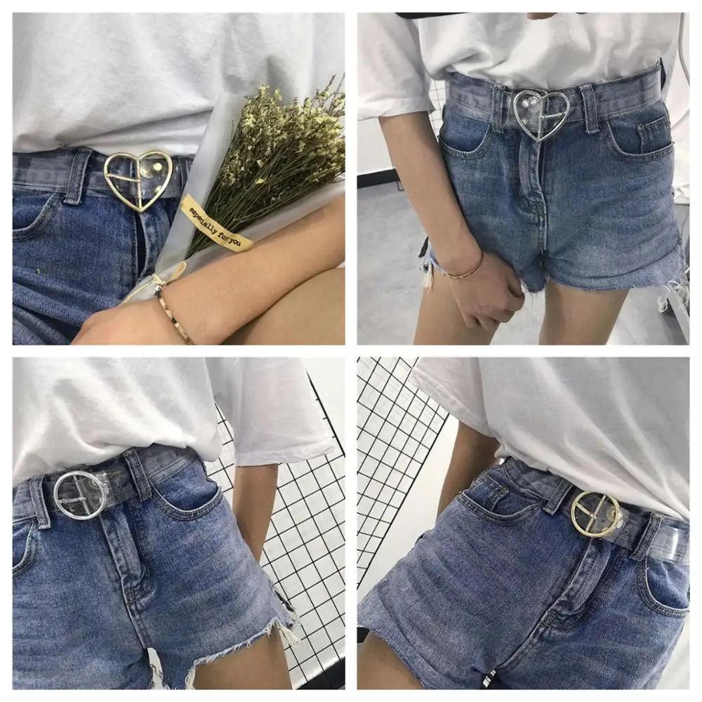 Женские ремни в форме сердца из смолы милый прозрачный ремень для джинсового