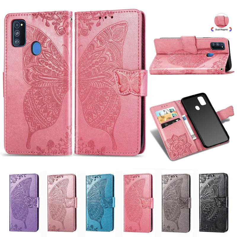 

Luxury Butterfly Case For Samsung Galaxy M21 M31 M30s M20 M30 M10 Flip Case Cover PU Leather Wallet Phone Fundas Coque