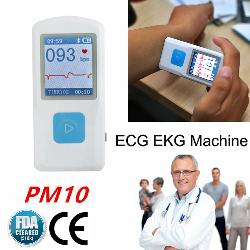 CONTEC PM10 Portable ECG EKG Machine LCD USB Bluetooth Home Care Heart Beat Monitor+SW