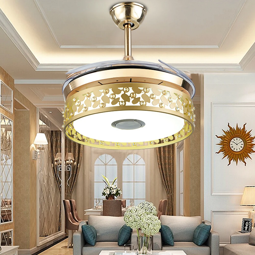 Kopen Bluetooth Muziek Plafond Ventilator Verlichting Met Afstandsbediening 220V Moderne Ventilator Lampen Restaurant Woonkamer Bed Decora Verlichting 110V