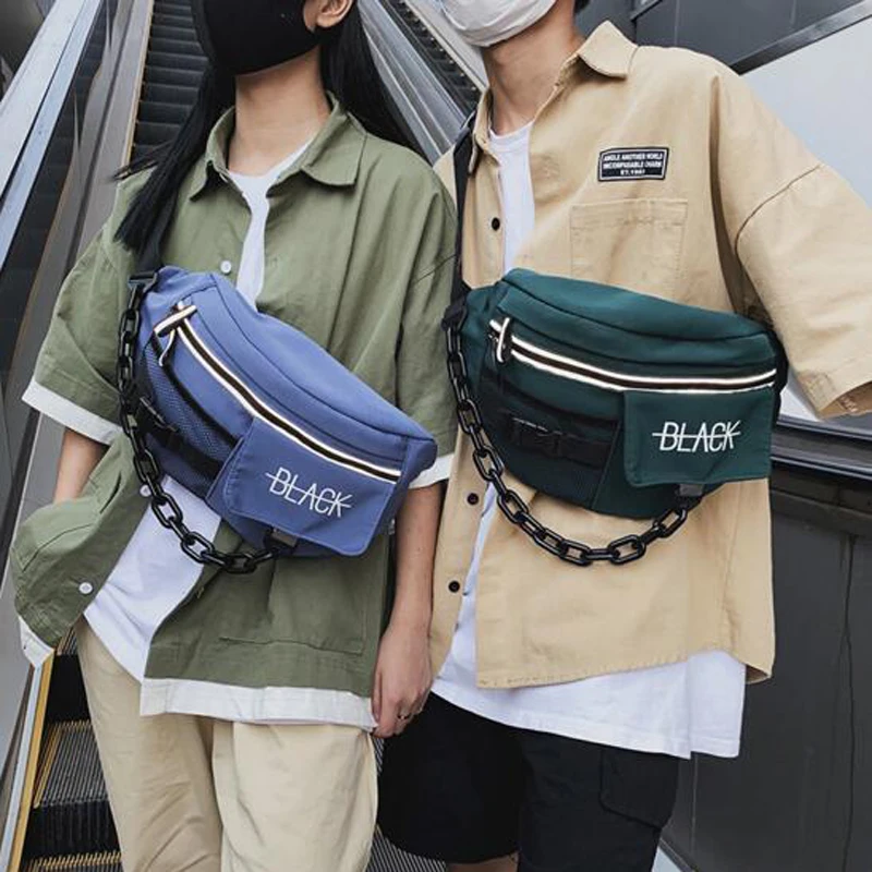 Street Shoulder Bag Chest for Teenager Girls Messenger Men Women Tooling Big Chain Chestbag Personalized Waist |