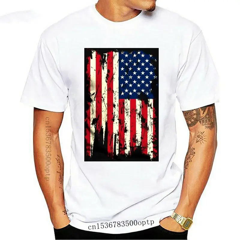 

Дизайнерские мужские футболки с принтом, модная винтажная потертая Футболка с принтом флага США, индивидуальные повседневные мужские футб...