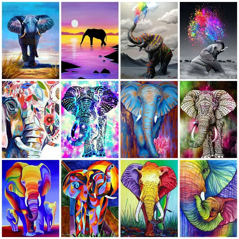 

5D Diamond Painting Kits Elephant Picture Rhienstones Diamond Embroidery Animals Square/Round Cross Stitch Sale Decoraton Home