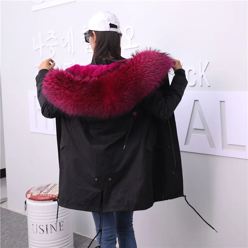 Оверсайз теплые парки из натурального меха thikcer женская зимняя длинная подкладка