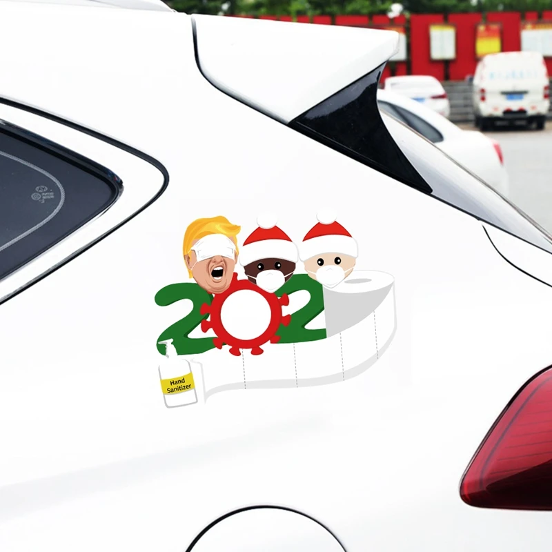 

2020 Quarantine Christmas Decoration Christmas Gift Personalized Ornament Stickers Distancing Santa Claus with Mask