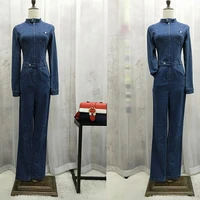 tiyihailey free shipping denim bib pants straight jumpsuit for tall women plus size s xl long sleeve zipper overalls spring
