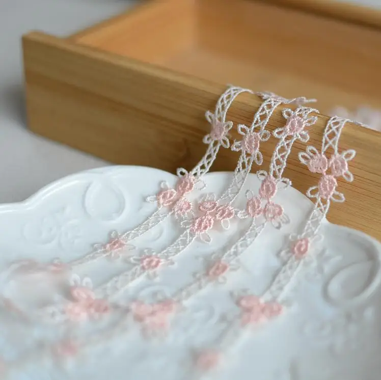 10 Meters Delicate Water Soluble Lace Trimming Pink Flower Fabric Decoration Diy Headscarf Hair Clothing Trim Ribbon | Дом и сад