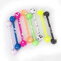 10pcs candy color random stainless steel acrylic ball tongue bars ring ear nail clasp ear bone barbell body piercing jewelry