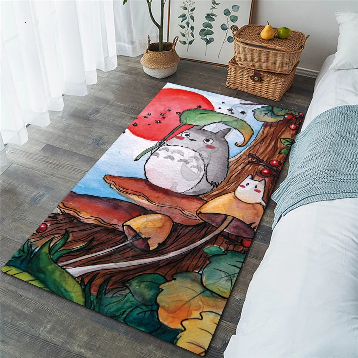 

Смешной коврик Totoro с 3D принтом для гостиной, коврик, фланелевый коврик с принтом для спальни, нескользящий напольный коврик, стиль 2