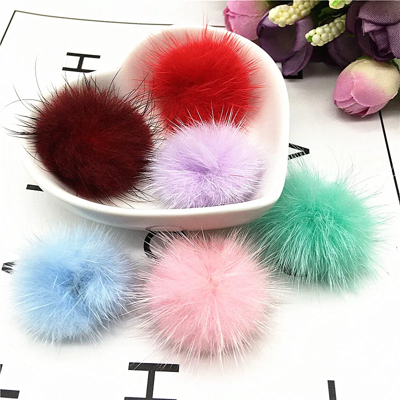 5Pc 4cm Mink Pompoms Fur Balls for Sewing on Knitted Beanies Keychain and Scarves Shoes Hats Earring Pom DIY Accessories | Дом и сад
