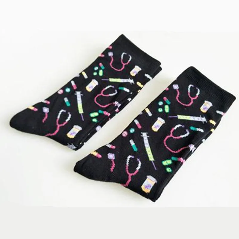 Мужских носков стетоскоп Носки мультфильм печатных шприц Chaussette Смешные новинки