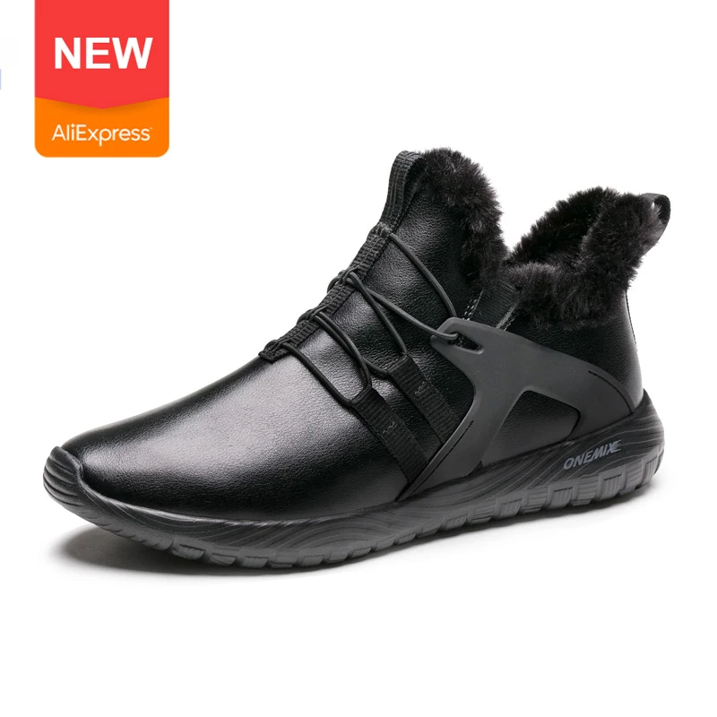 Ботинки мужские ONEMIX с меховой подкладкой водонепроницаемые черные | Спорт и