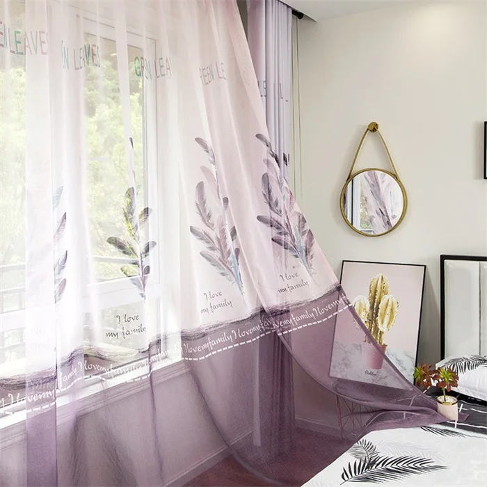 Color 1 Tulle Современные скандинавские украшения дома шторы фиолетовые Перья затемненные шторы для гостиной спальни пол окна шторы T272#4 - Цвет: Color 1 Tulle