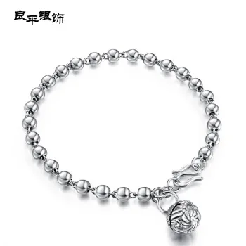 

4mm 6mm Sterling 925 Silver Bead Charm Pendant Bracelet