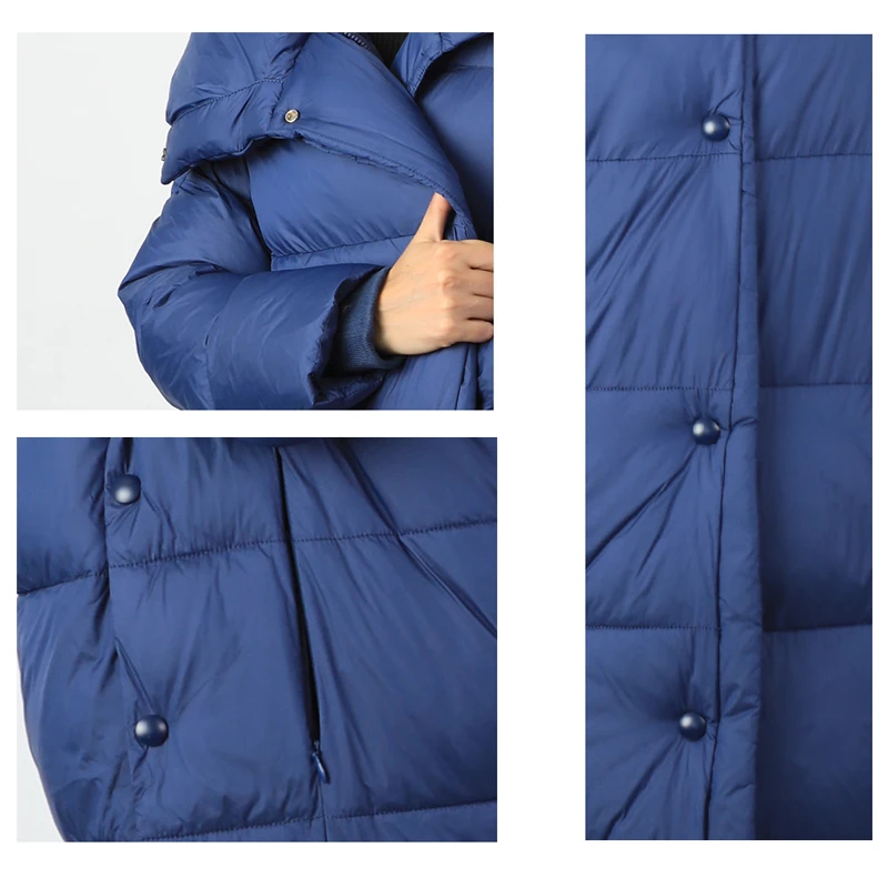 Women's Long Down Jacket Parka Outwear With Hood Quilted Coat Female Office Lady Cotton Clothes Warm Fashion Top Quality 19-079