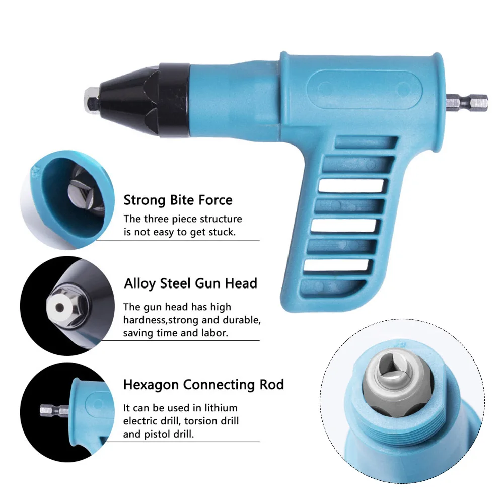 

Cordless Drill Attachment Electric Rivet Adapter 2.4mm 4.0mm 4.8mm Conversion Tool Insert Nut Portable With Handle Pull Durable
