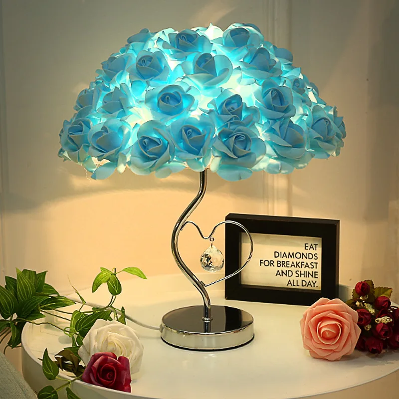 Romantic Rose Table Lamp Modern Bedside Reading Apartment Living Room Flower Desk For Bedroom Light Art Deco Home Pavilion | Лампы и