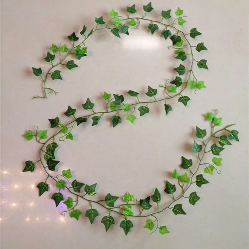 

2.4m Ivy green Fake Leaves Garland Plant Vine Foliage Home Decor Plastic Rattan string Wall Decor Artificial Plants 1Pcs