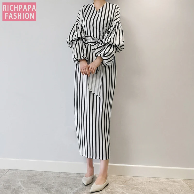 Vestidos Kaftan Abaya Dubai Arabic Women Long Striped Maxi Muslim Hijab Dress Caftan Marocain Turkish Islamic Clothing | Тематическая