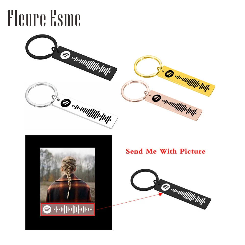 Custom Music Spotify Scan Code Keychain for Women Men Personalized Laser Engraved Song Keyring Christmas Jewelry Gift | Украшения и