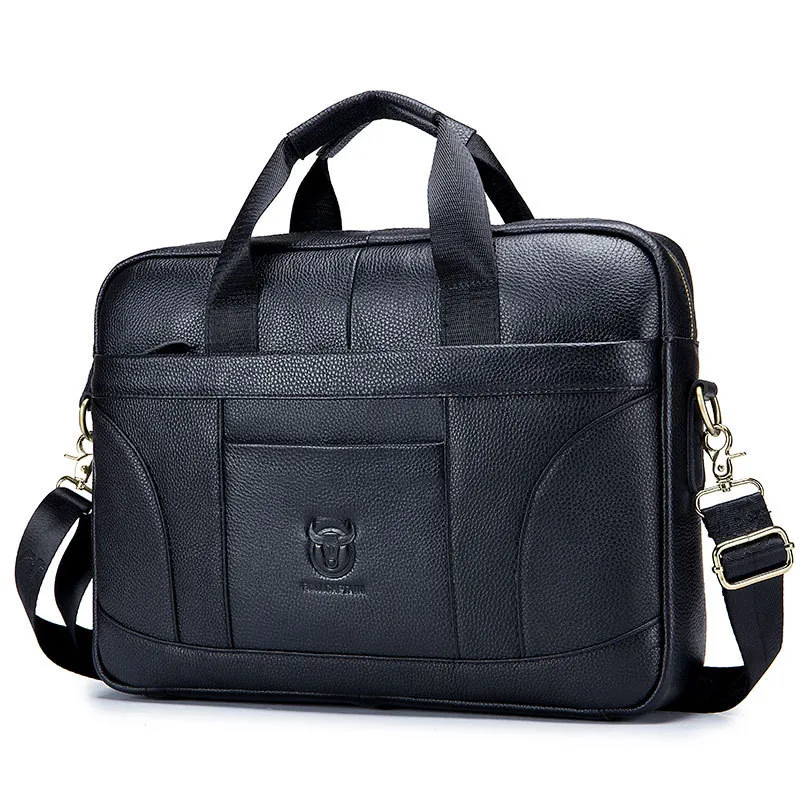 

Vintage Brand Designer Men's Genuine Leather Briefcase Large Laptop Bags Natural Cowskin Man Busienss Bag Shoulder Messenger Bag