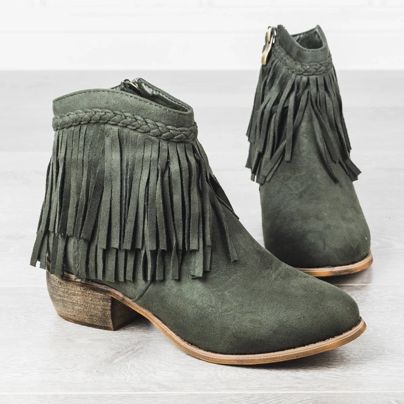 Однотонные кисточки Botas Mujer обувь на каблуке Zapatos De слипоны ботильоны женская