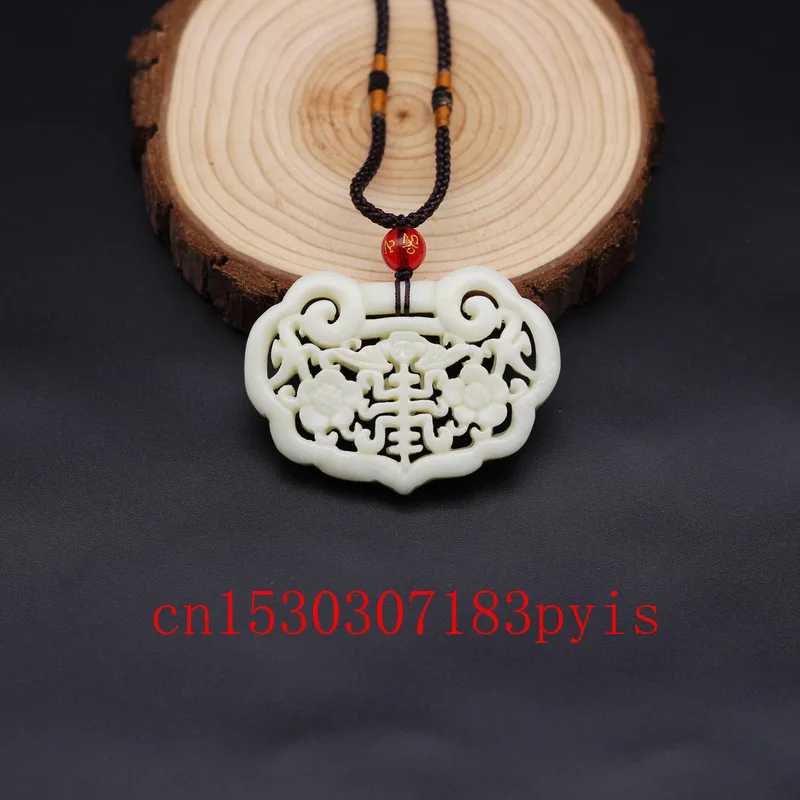 Натуральный белый нефрит летучая мышь цветок кулон ожерелье Двусторонняя
