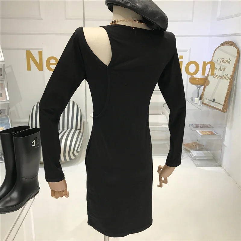

Sexy & Club Black Sheath Dress Hollow Out Knee-Length Korean Dress Vestidos Largos De Verano Para Mujer 2020 Boho Dress