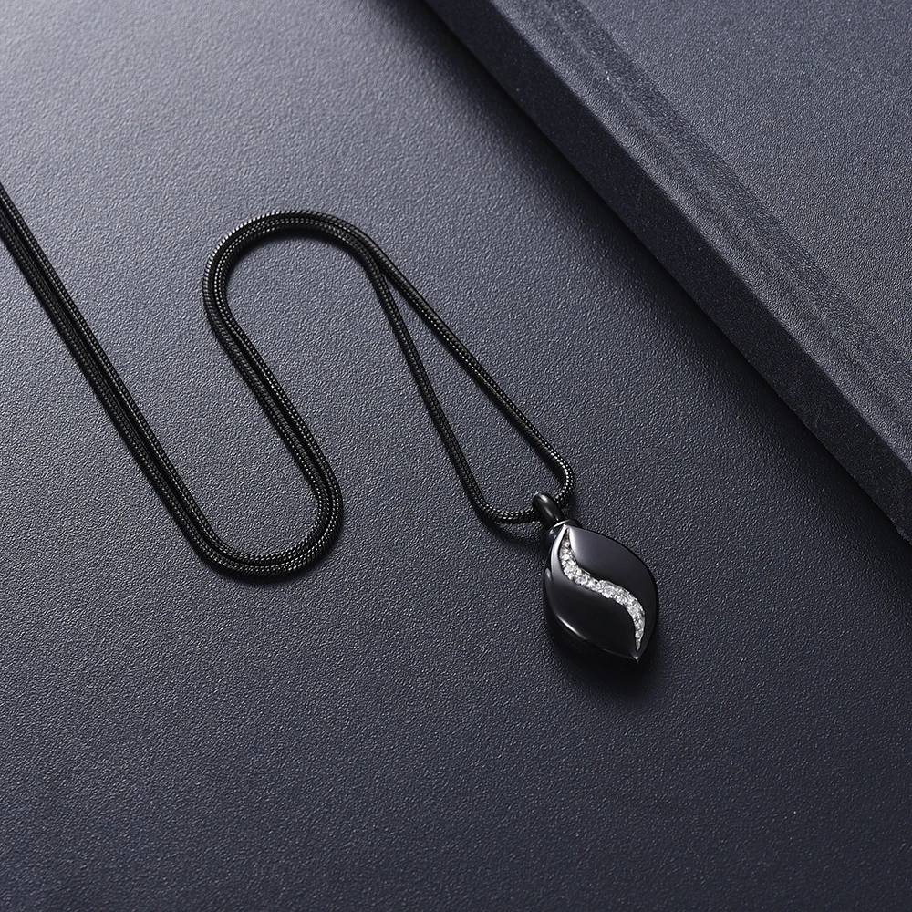 

IJD10748 Stainless Steel Inlay Crystal Teardrop Cremation Necklace Forever Memorial For Ashes Urn Keepsake Pendant Jewelry