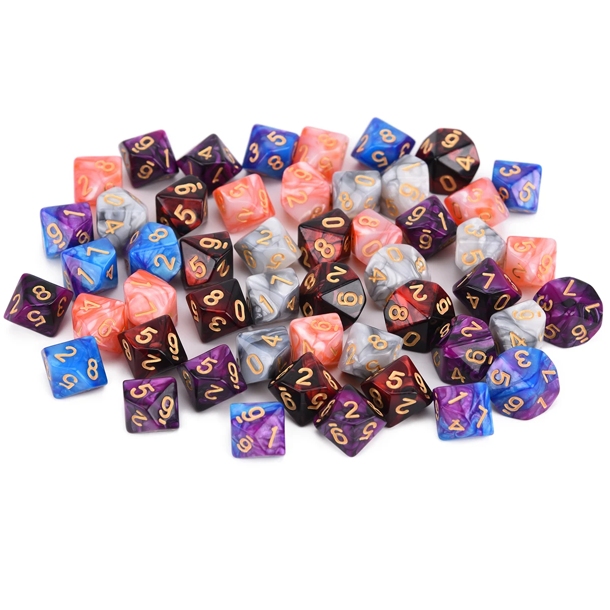 50 шт. D10 двусторонние многогранные игральные кости с сумкой на шнурке для