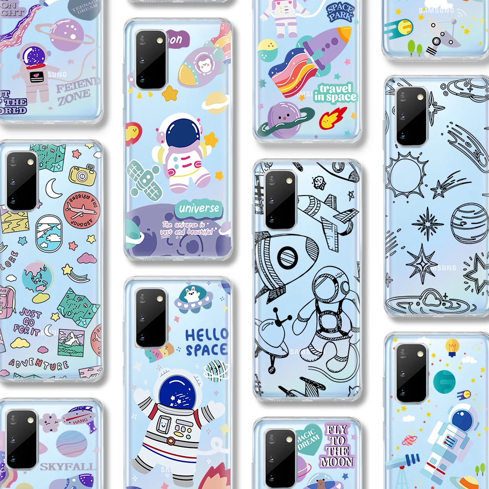 

Astronaut Case for Samsung Galaxy A51 A50 S20 S10 A71 A70 A40 S9 S8 A30 A20 A31 A21 S10e Note 20 10 9 Ultra Plus Lite Silicone