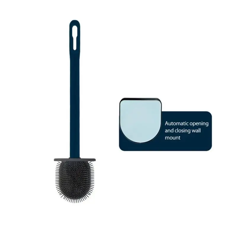 

Silicone Toilet Brush Flat Head Flexible Soft Brush with Quick Drying Holder Set Toilet Brush Holders Bathroom Hardware