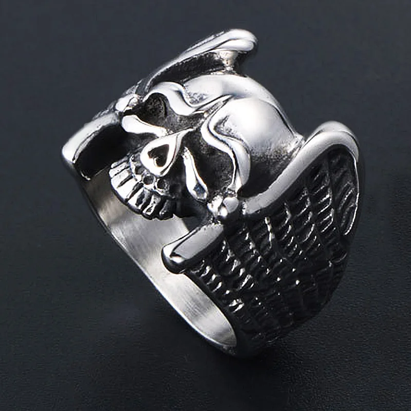 Винтаж для девочек подростков с крыльями ангела кольцо черепом Для мужчин панк