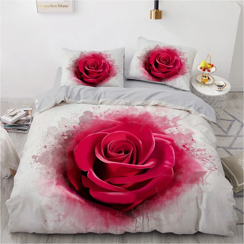 Simple Bedding Sets 3D Plant Flower Duvet Quilt Cover Set Comforter Bed Linen Pillowcase King Queen Full Double Home Texitle|Комплекты
