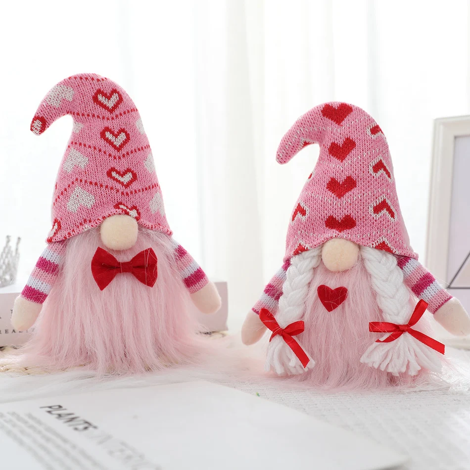 

Valentines Day Gnome Decorative Love Faceless Dwarf Rudolph Doll Ornament For Tables Sofa Gift For Couples Kids Decor
