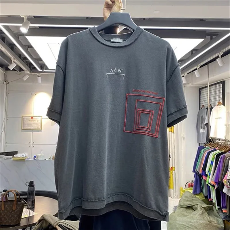 

2021 Spring And Summer Cold Wall Industrial Style Cotton Embroidery Graphic Men's And Women's Short Sleeve CAW T-Shirt